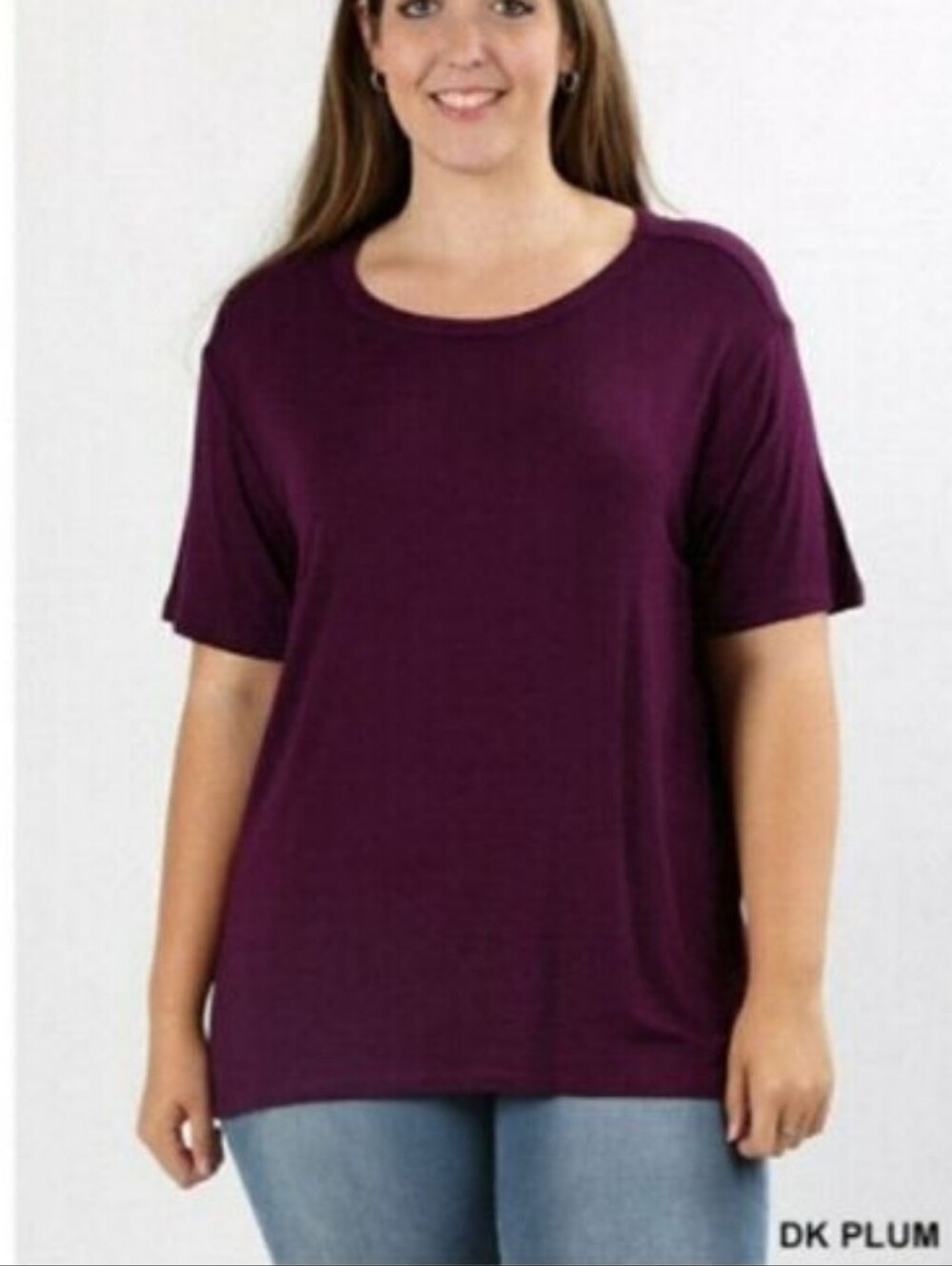 ZENANA Short Sleeve Crew Neck Plum Tee Shirt Size 3XL NWT